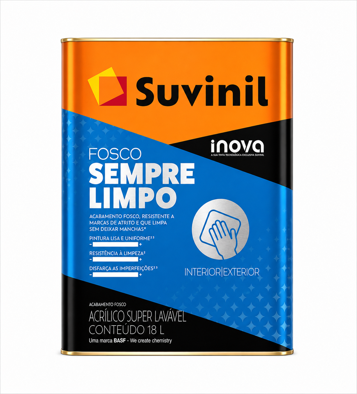 Tinta Acrílica Fosca Inova Sempre Limpo Premium Super Lavável Interno e Externo Elefante 18L Suvinil